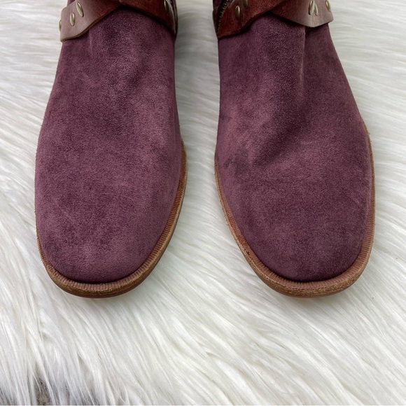 New Kork-Ease Kenai Harness Italian Suede Booties in Burgundy Wine - Picture 5 of 14